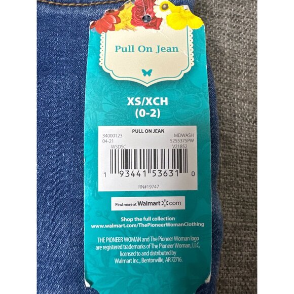 The Pioneer Woman XS Skinny Fit Denim Blue Jeans Pull On Bootcut - Picture 8 of 10